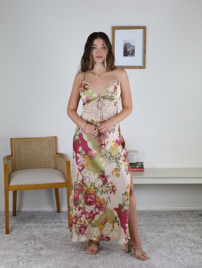 Koa Floral Lace Print Maxi Drerss