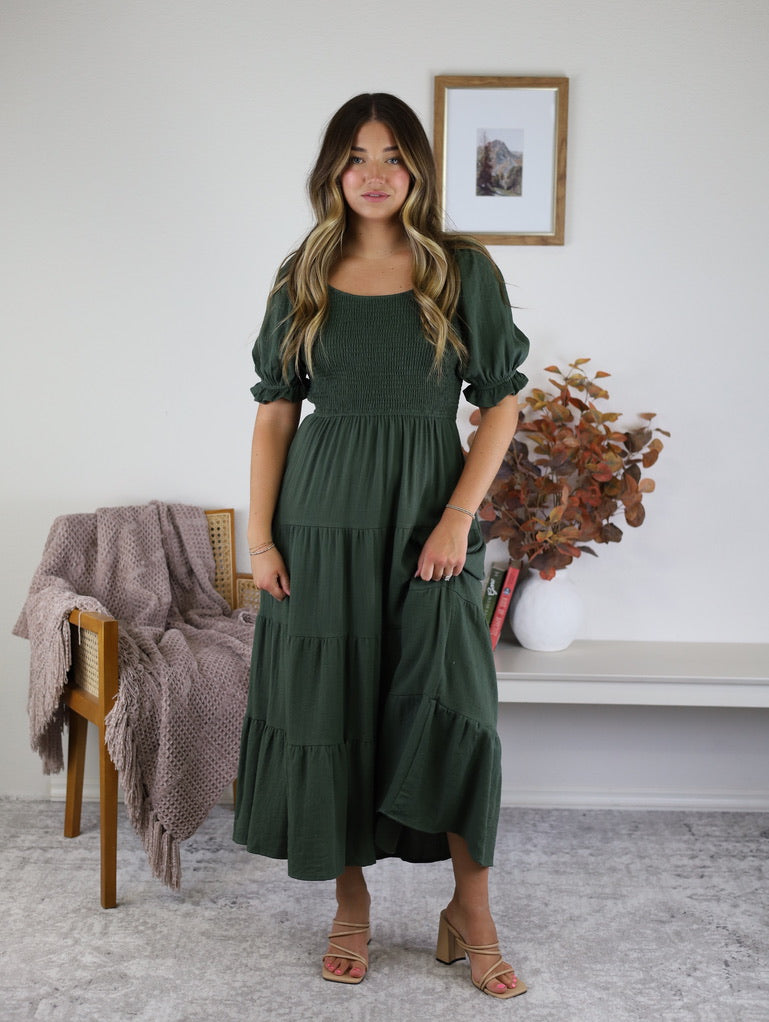 Fame Smocked Midi Dress