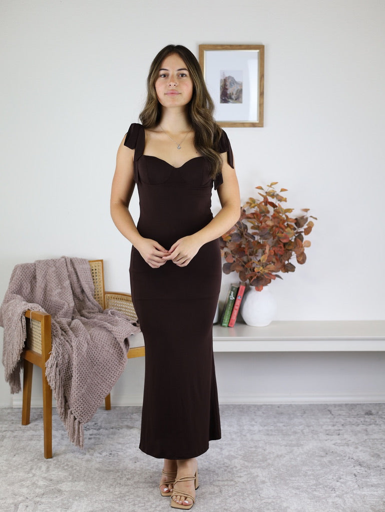 Sophia Shoulder Tie Maxi Dress