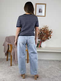 Ulla Striped Short Sleeve Button Cardigan