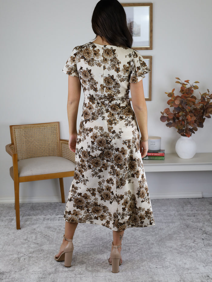 Flora Floral Fitted Midi Dress