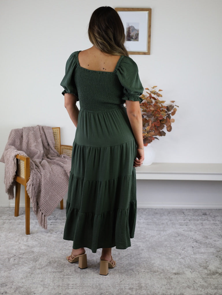 Fame Smocked Midi Dress