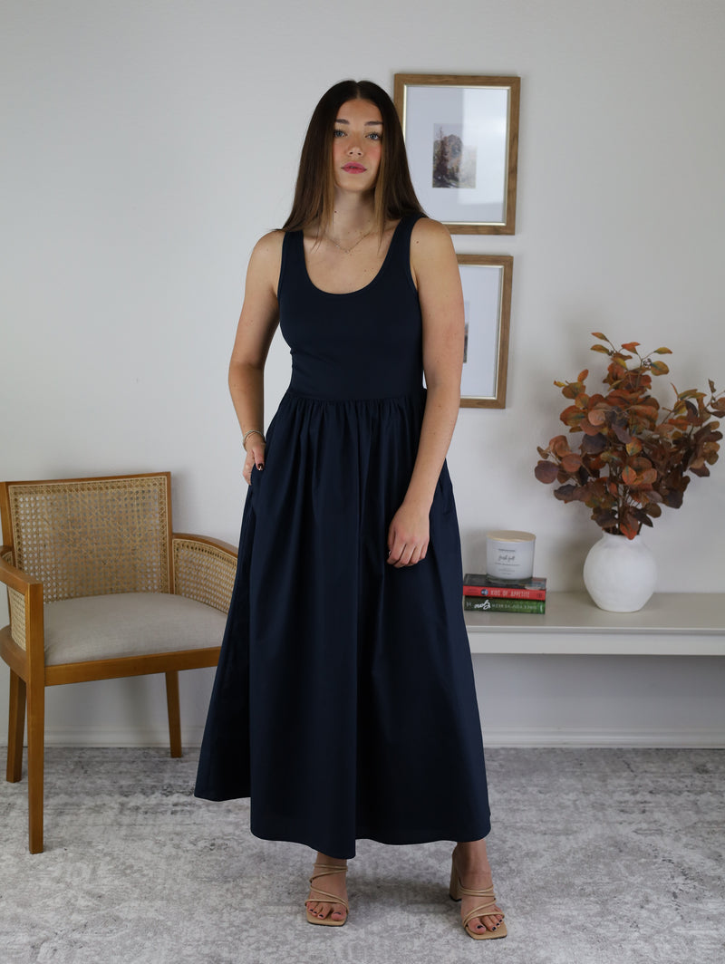 Midnight Flare Midi Dress