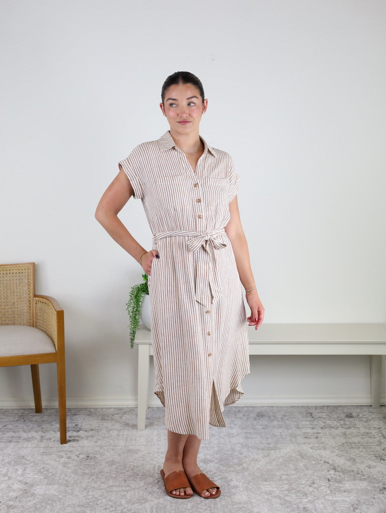 Whitney Striped Midi Dress