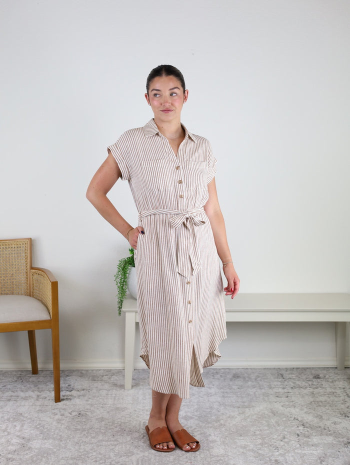 Whitney Striped Midi Dress