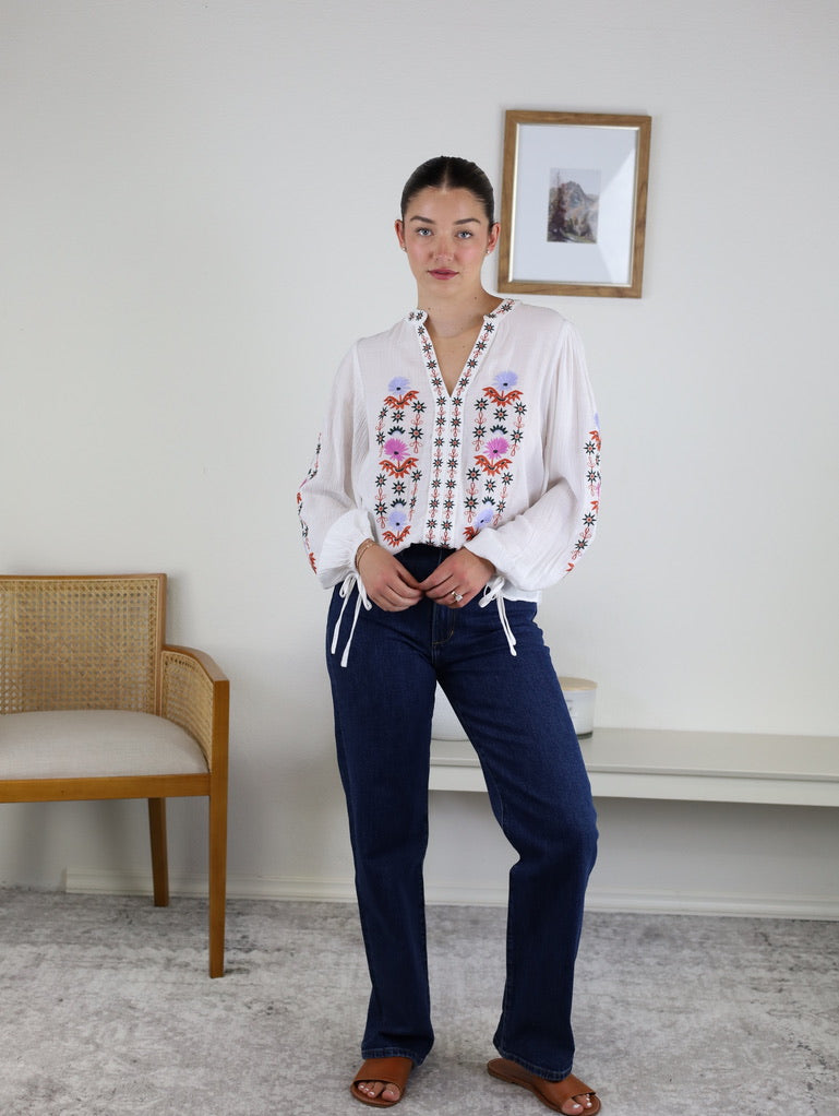 Rita Vintage Embroidered Blouse