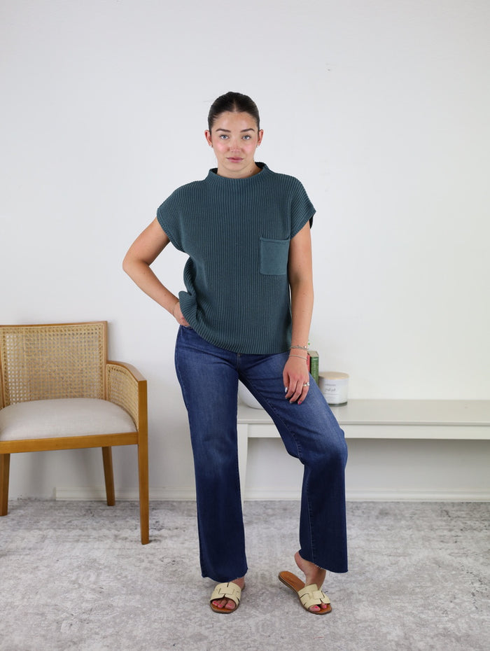 Ingrid High Rise Slim Palazzo w/Scissor Cut Hem