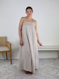 Endsley Embroidered Smocked Striped Maxi Dress