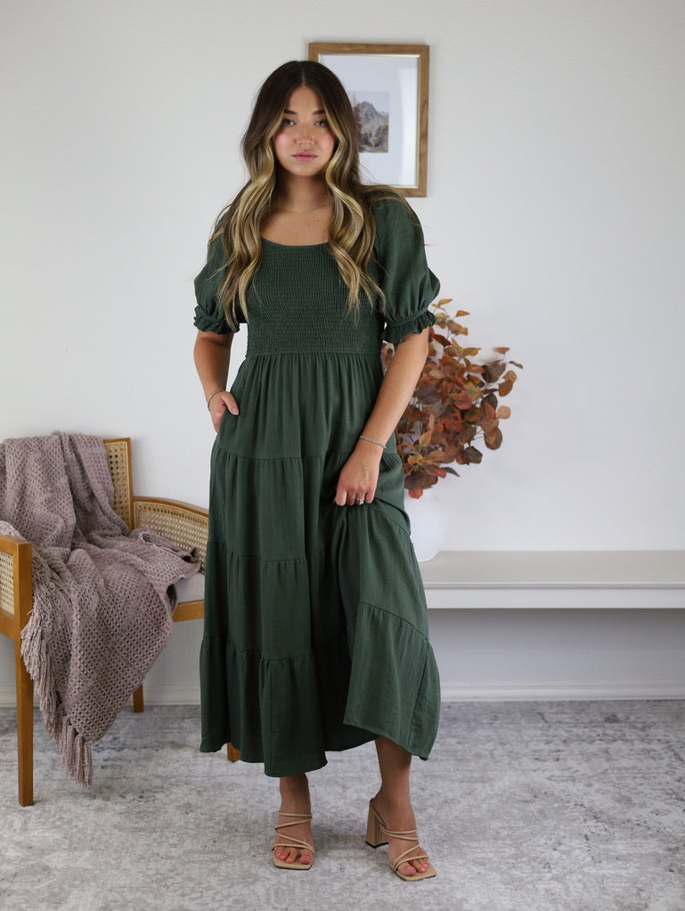 Fame Smocked Midi Dress