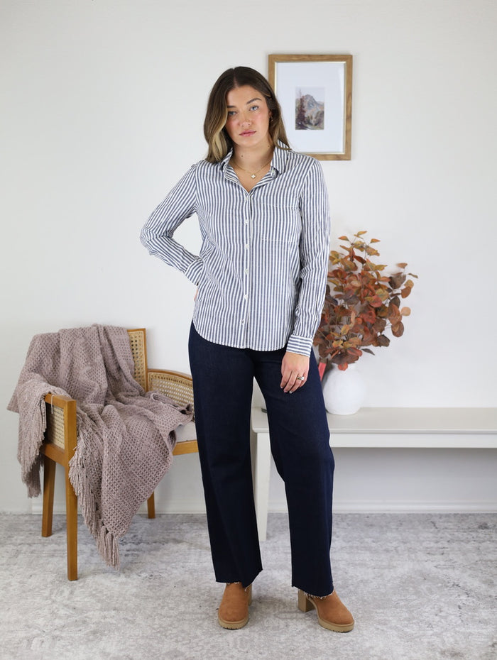 August Classic Striped Button Up