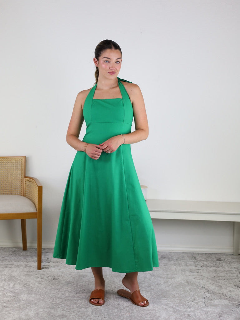 Blyth Halter Smocked Midi Dress