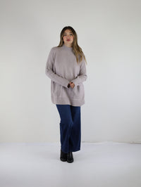 Tiffany High Neck Poncho Sweater-Lavender