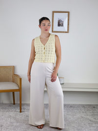 Rose V-Neck Crochet Sleeveless Vest/Cardigan