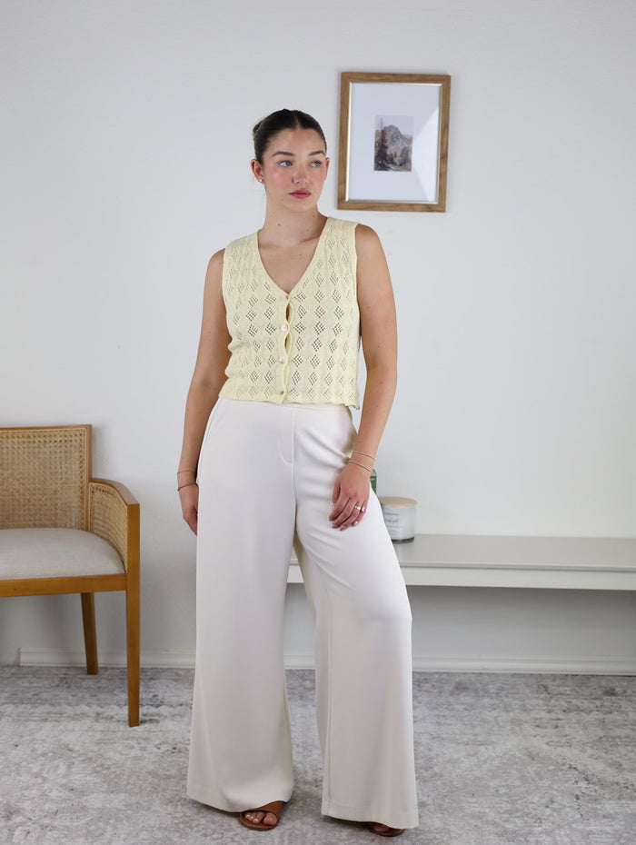 Rose V-Neck Crochet Sleeveless Vest/Cardigan
