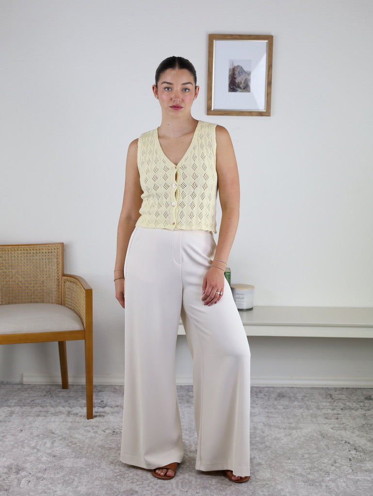 Rose V-Neck Crochet Sleeveless Vest/Cardigan