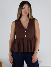 Patricia Peplum Linen Blend Top