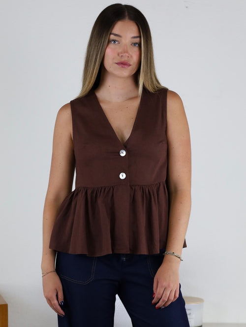 Patricia Peplum Linen Blend Top