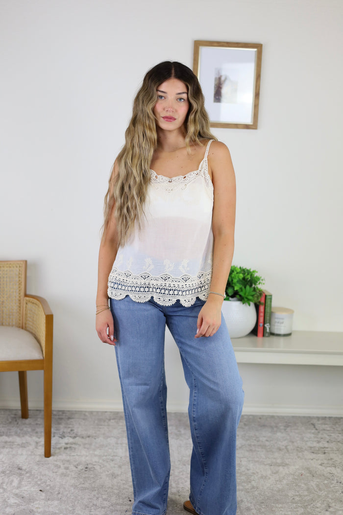 Ryan Lace Embroidered Tank Top