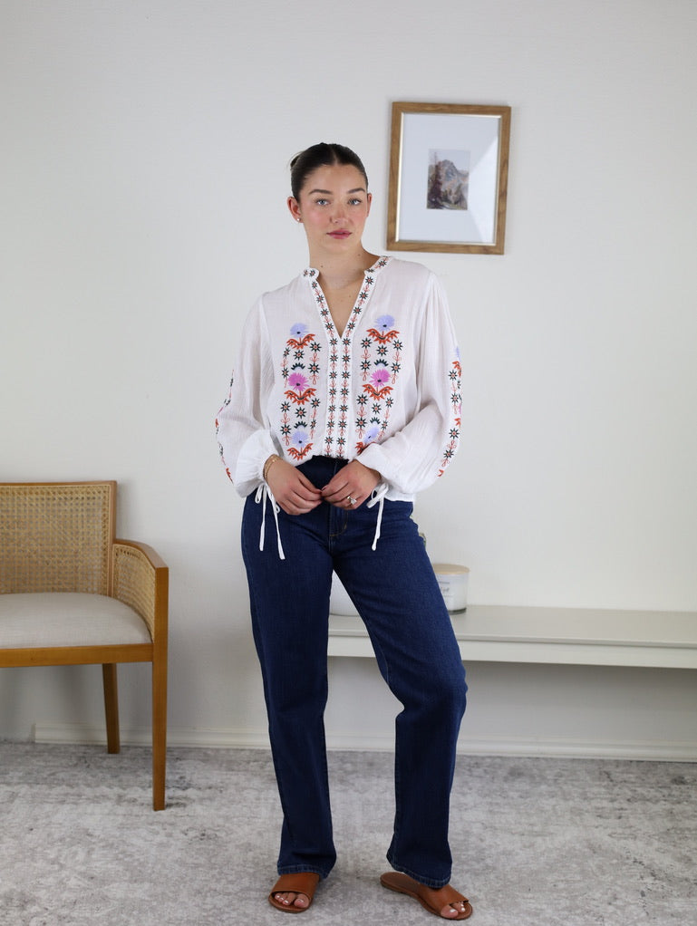 Rita Vintage Embroidered Blouse