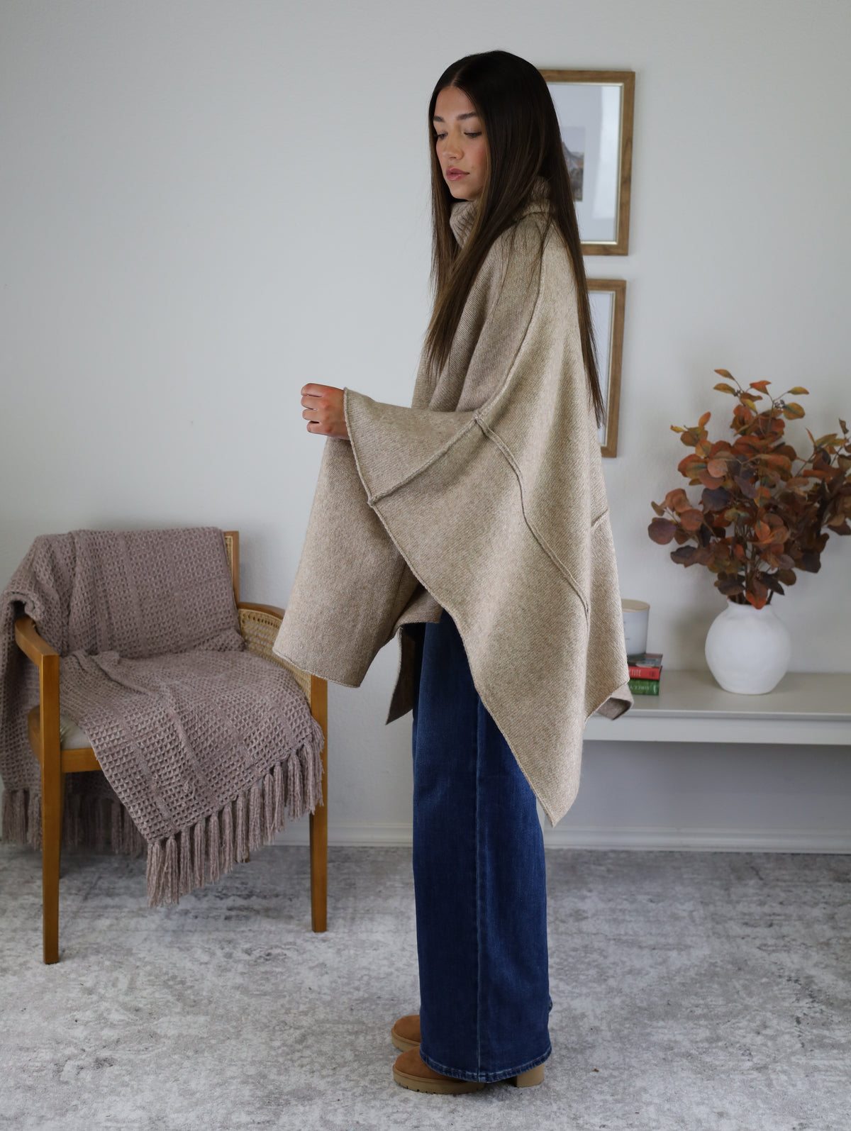 Estelle Poncho Turtle Neck Sweater