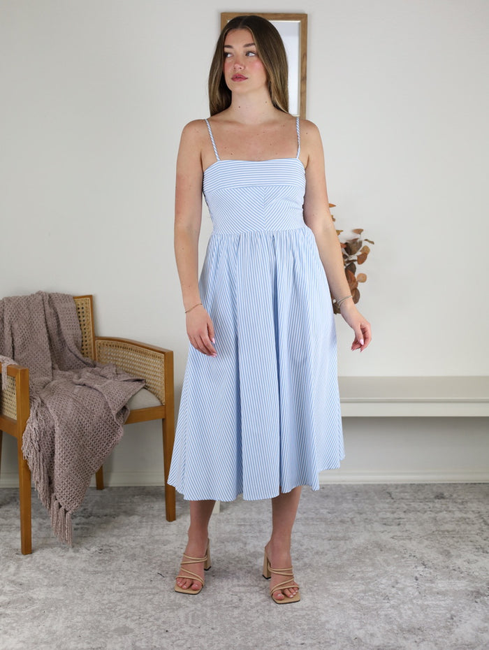 Anderson Striped Midi Dress -Blue