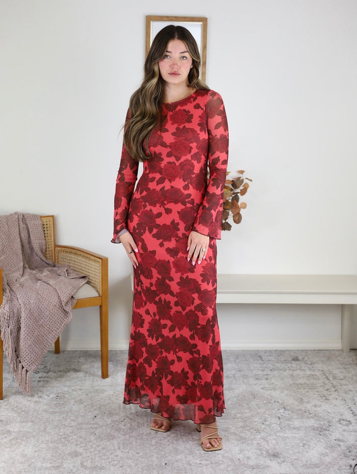Holland Floral Bell Sleeve Maxi Dress