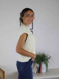 Rachelle Cable Knit Vest - White