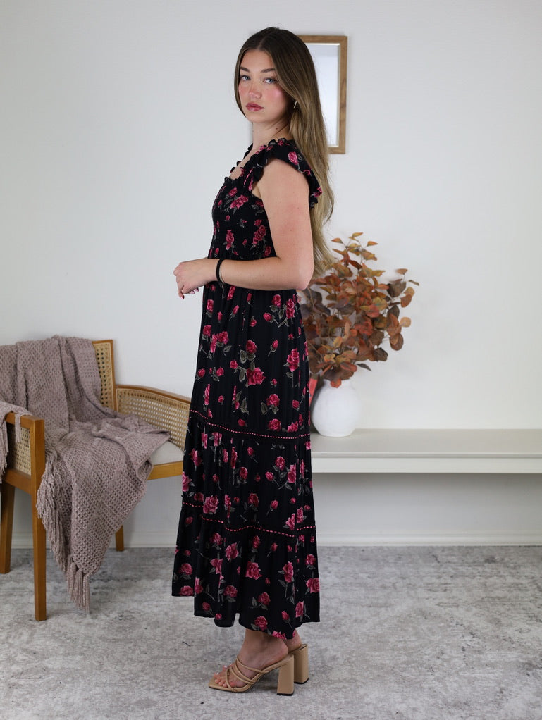 Rosie Smocked Floral Midi Dress