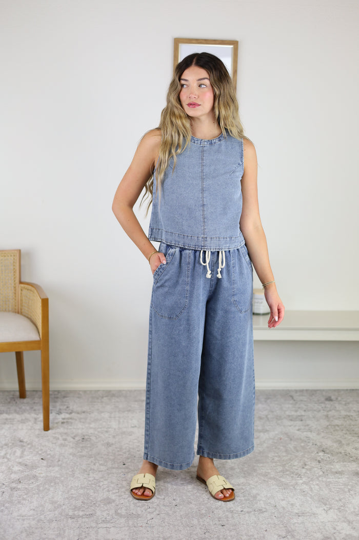 Pilar Wide Leg Denim Pants