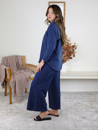 Reese Jersey Denim Button Up