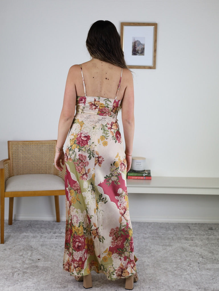 Koa Floral Lace Print Maxi Drerss