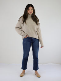 Helen Ribbed Knit Turtleneck Sweater-Oat