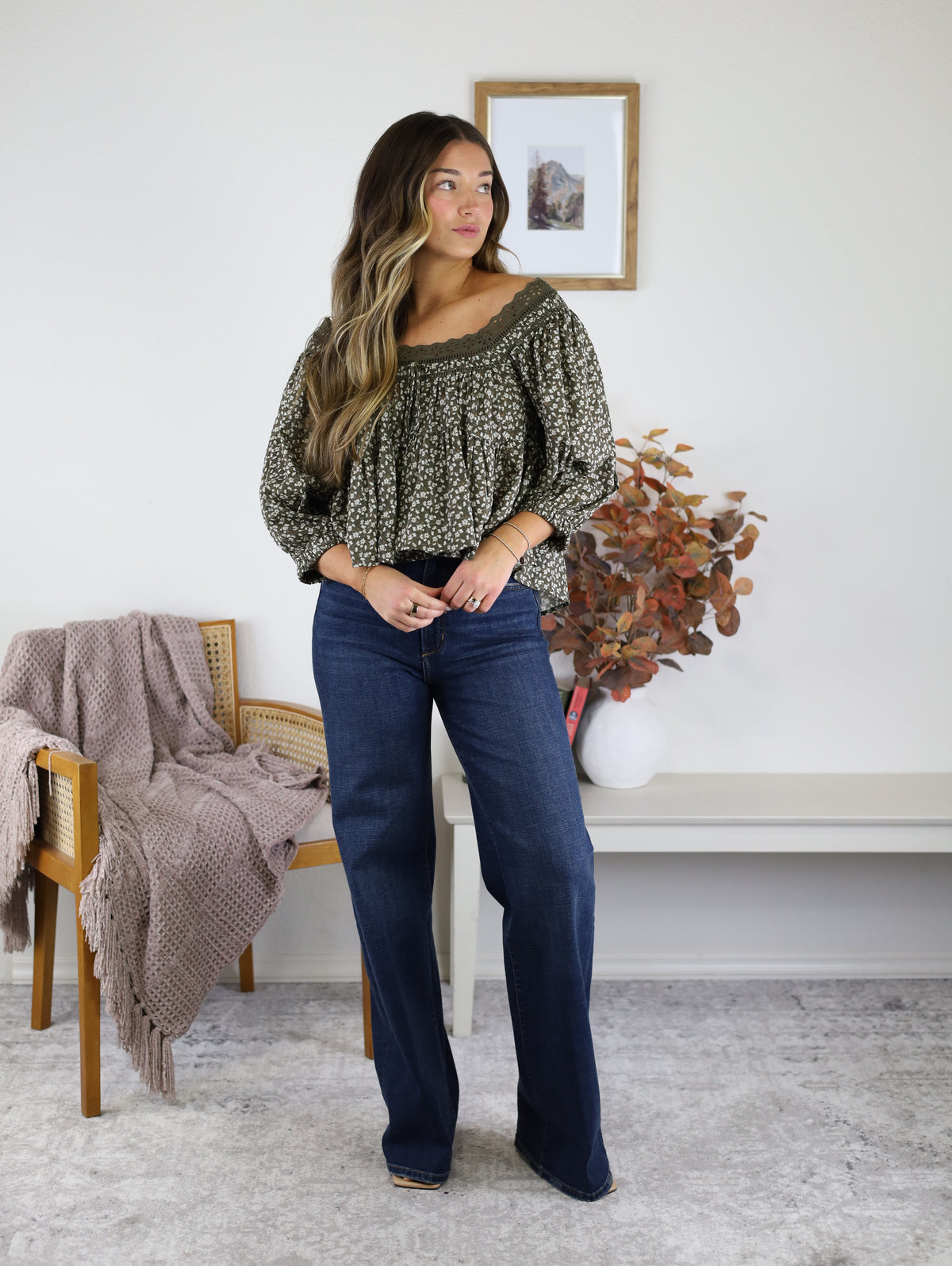 Alaster Ditsy Print Tiered Blouse