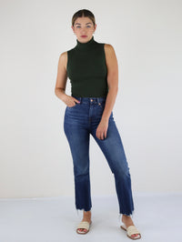 Madalyn Sleeveless Mock-Neck Knitted Bodysuit-Olive