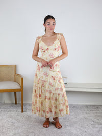 Raven Ruffle Strap Tiered Midi Dress