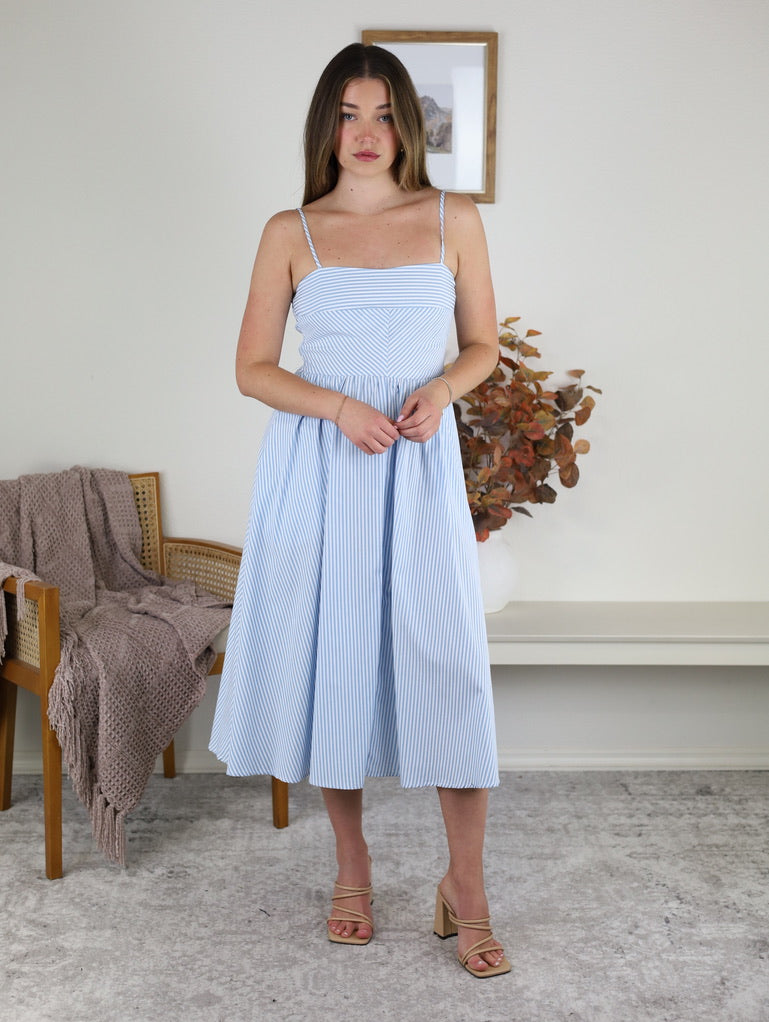 Anderson Striped Midi Dress -Blue