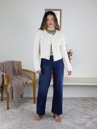 Inez Pointelle Knit Cardigan
