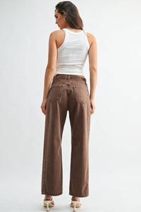 JUST BLACK DENIM - High Rise Twist Seam Barrel Jean - VINTAGE BROWN - BP471N: 24