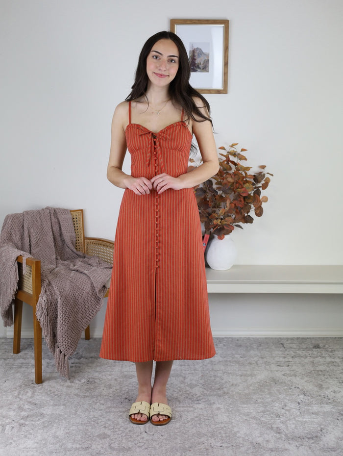 Ella Gathered Hip Midi Dress