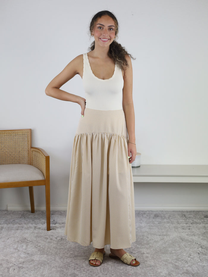 Cassie Gingham Drop Waist Skirt
