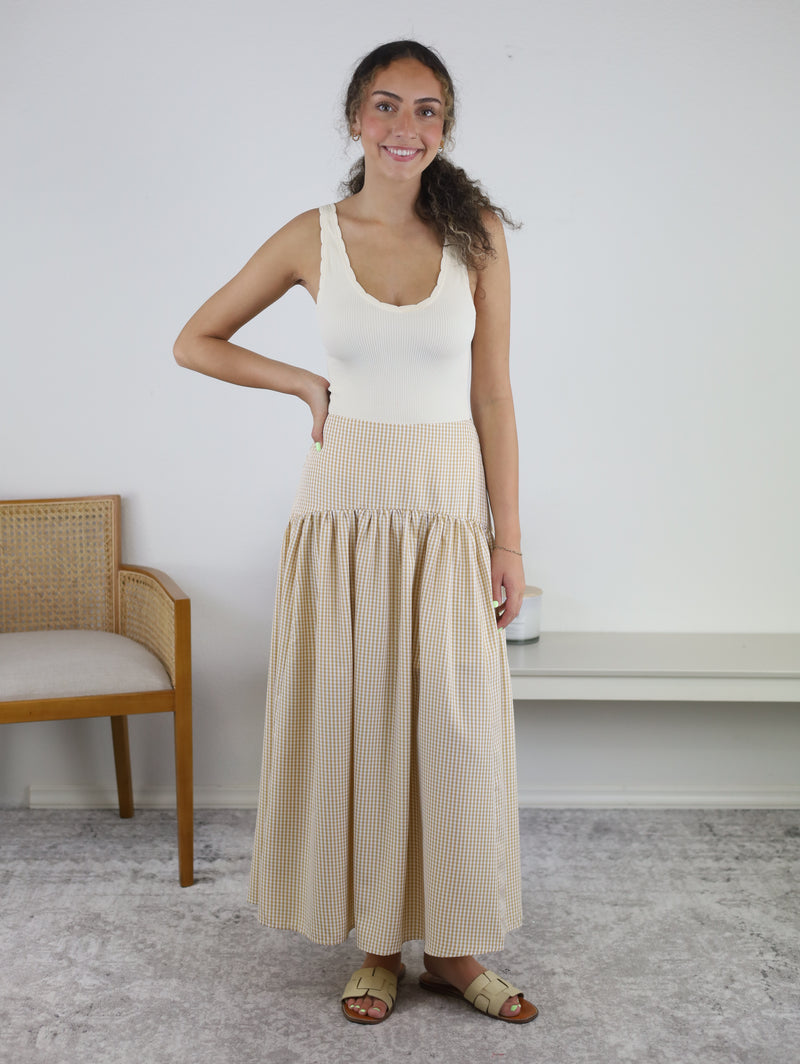 Cassie Gingham Drop Waist Skirt