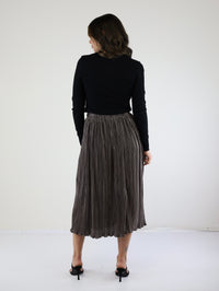 Satin Pleated Elastic Waist Skirt