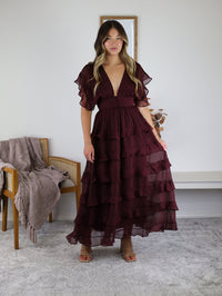 Adrian Aline Tiered Midi Dress