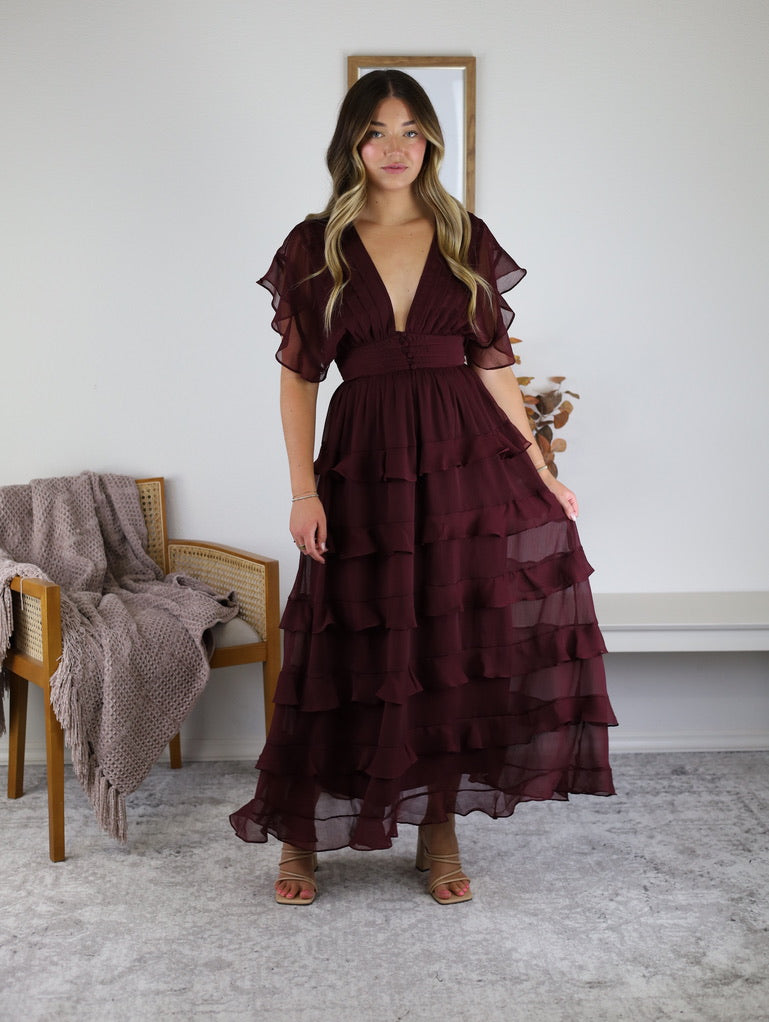 Adrian Aline Tiered Midi Dress