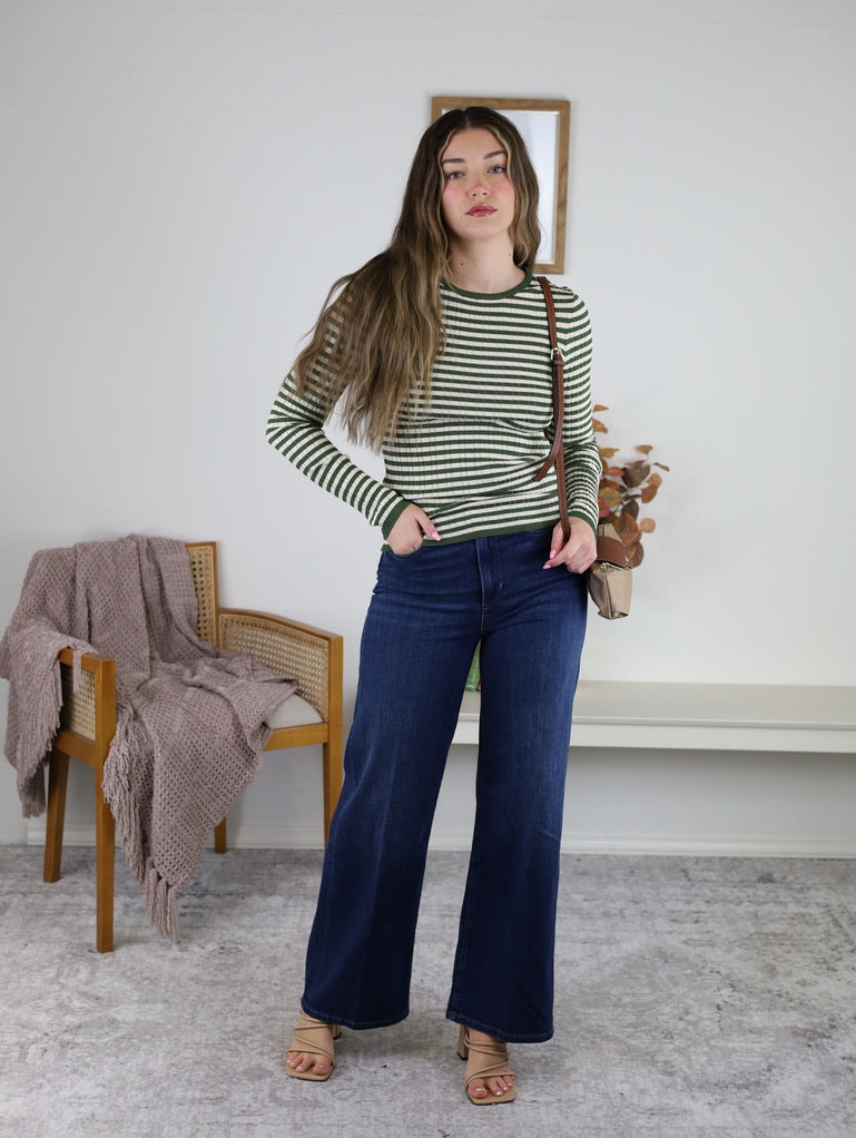 Mindy Ribbed Striped  Top