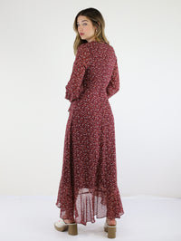 Burgundy Fields Wrap Maxi Dress