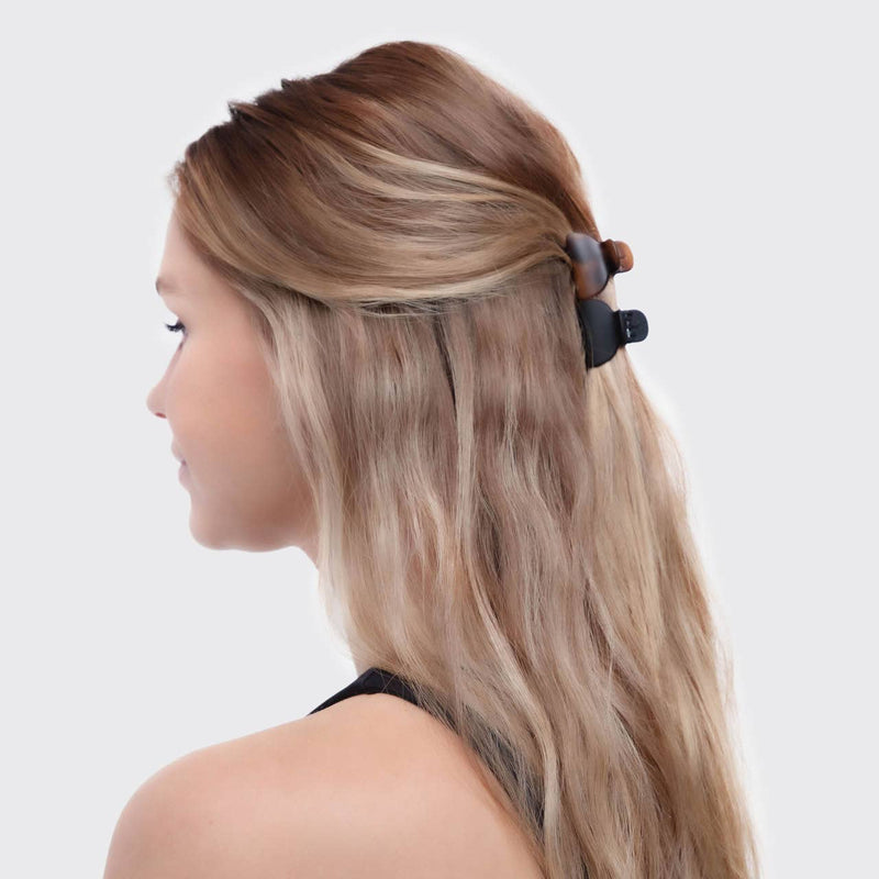 KITSCH - Recycled Plastic X-Small Claw Clips 6pc - Black & Tort