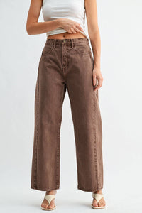 JUST BLACK DENIM - High Rise Twist Seam Barrel Jean - VINTAGE BROWN - BP471N: 24