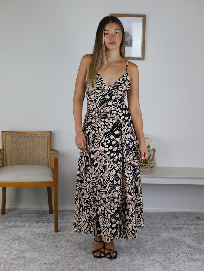 Shelby Printed Open Back Maxi Dress