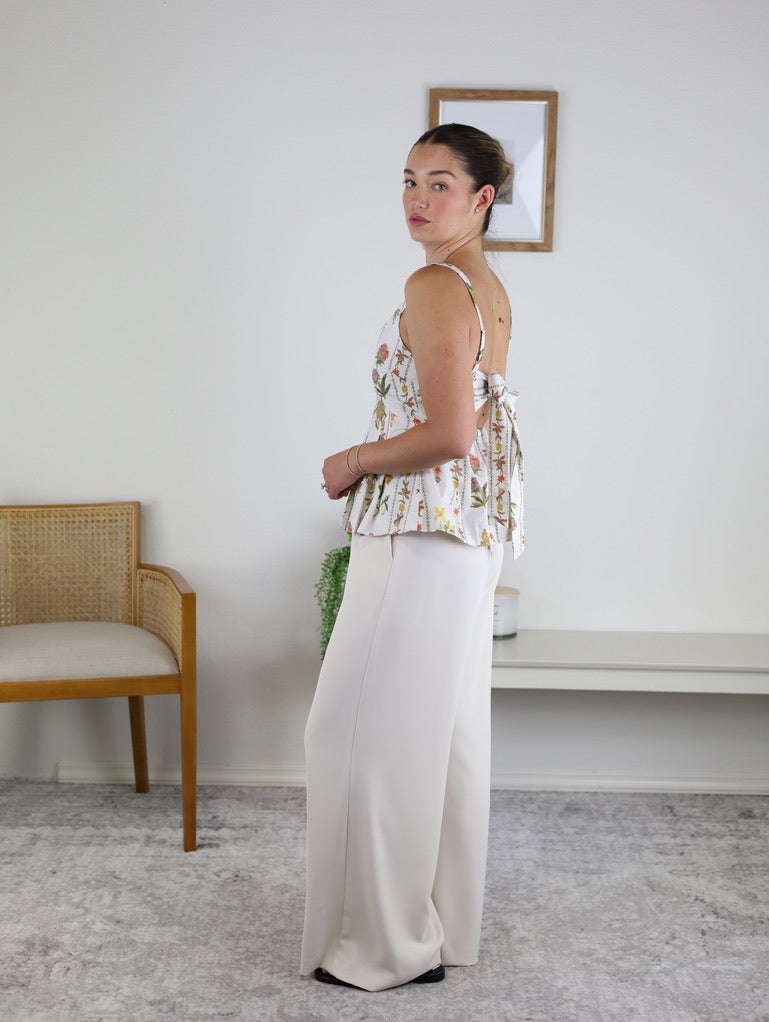 Garden Floral Print Peplum Top